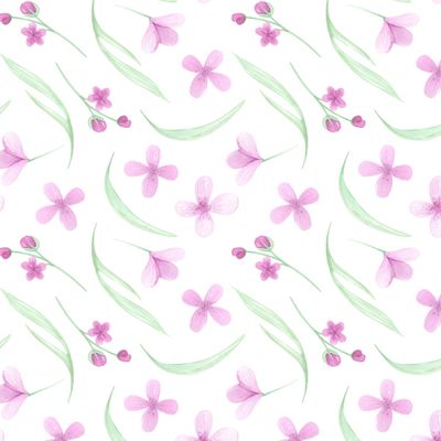 Весенний принт. Розовые цветы, весенняя зелень. Цветочный принт