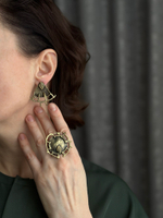 Серьги треугольники с ломаными линиями, бронза