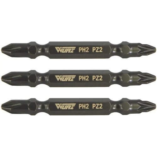 Бита PH2/PZ2 x 65мм S3 3шт. двусторонняя намагниченная WURZ 2620-3