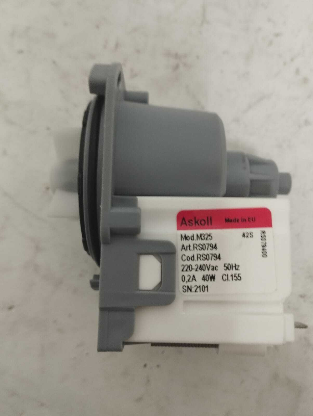 Насос Askoll стиральной машины 40W 3 защелки, клеммы назад M325 - 42S с термопредохранителем