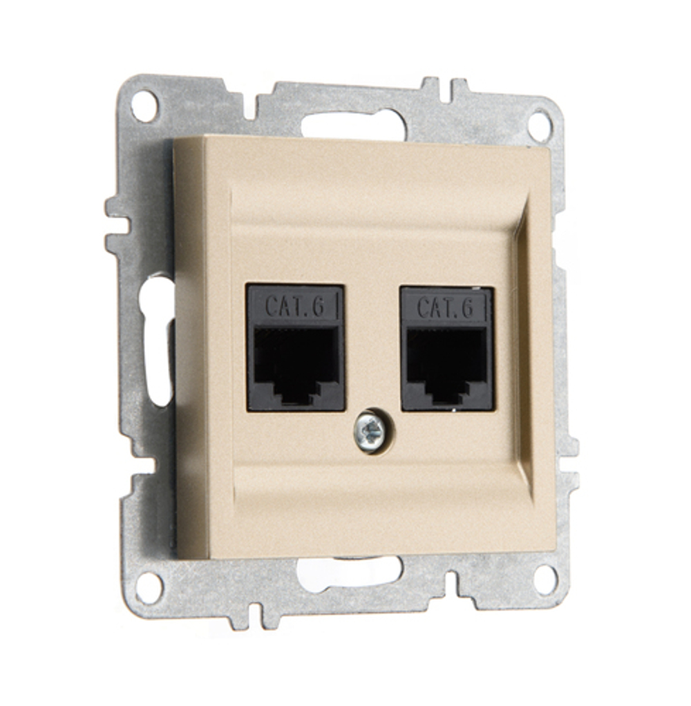 Розетка компьютерная ARVIA Electric, кат. 6, 2 гнезда, шампань 50052000248