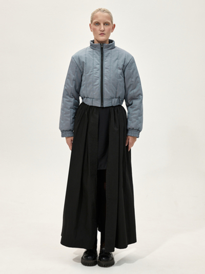 Бомбер стеганый укороченный "Александрит" с эффектом шанжан. Сине-лиловый