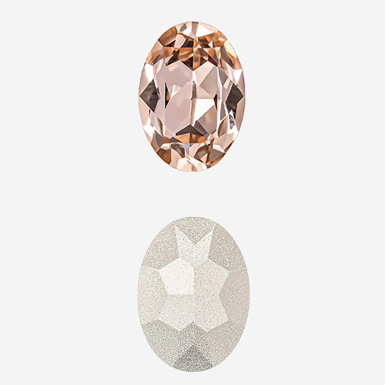 Кристалл Овал (Oval Fancy Stone), оттенок "Светло-персиковый"/"Light Peach", 14*10мм