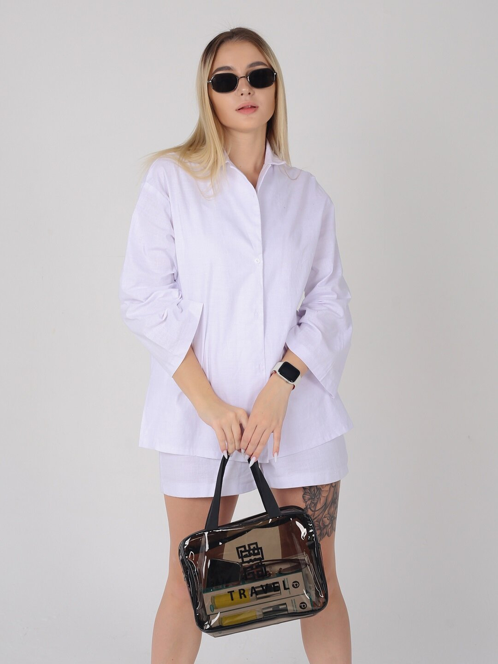 Косметичка водонепроницаемая ПВХ на молнии сумочка с ручкой TRAVEL, серая 29,5*11*21см