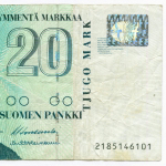 Банкнота Финляндия 20 марок 1993 год Litt. A 2185146101. VF