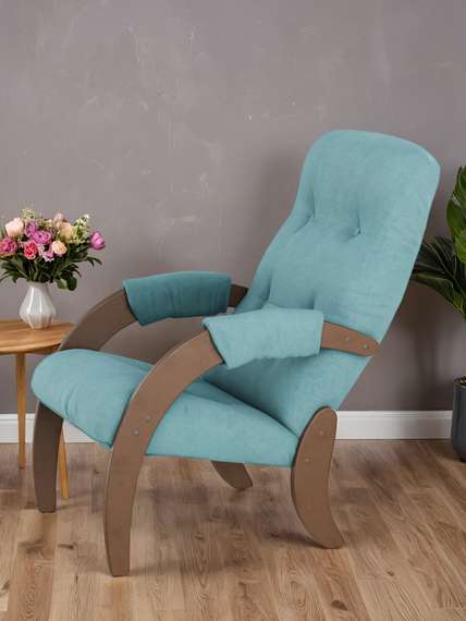 Кресло для отдыха Модель 61 Ткань ультра минт, каркас орех