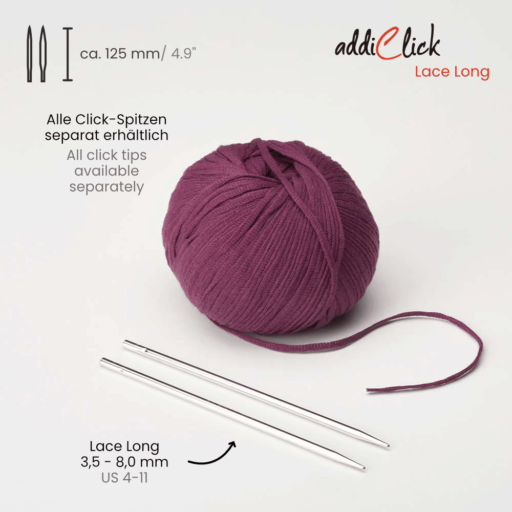 ADDICLICK LACE LONG, №6, ЛАТУНЬ ДОПОЛНИТЕЛЬНЫЕ СПИЦЫ С УДЛИНЕННЫМ КОНЧИКОМ