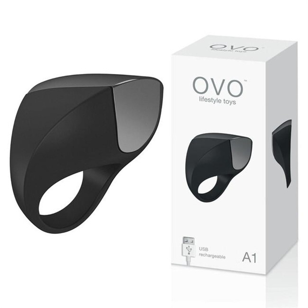 Перезаряжаемое эрекционное силиконовое кольцо OVO A1 (7 режимов) (Цвет: черный)
