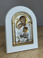 Св, Семейство, икона арочная, белое дерево 86х112