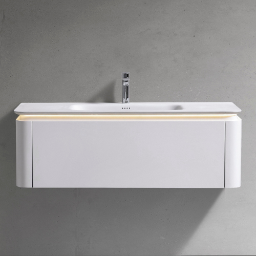 Тумба с раковиной Black&White Universe 120 см U925.1200 с подсветкой, матовая молочная белая