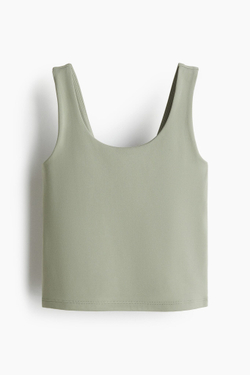 H&M Спортивный топ SoftMove™ со встроенным бюстгальтером, пыльно-зеленый