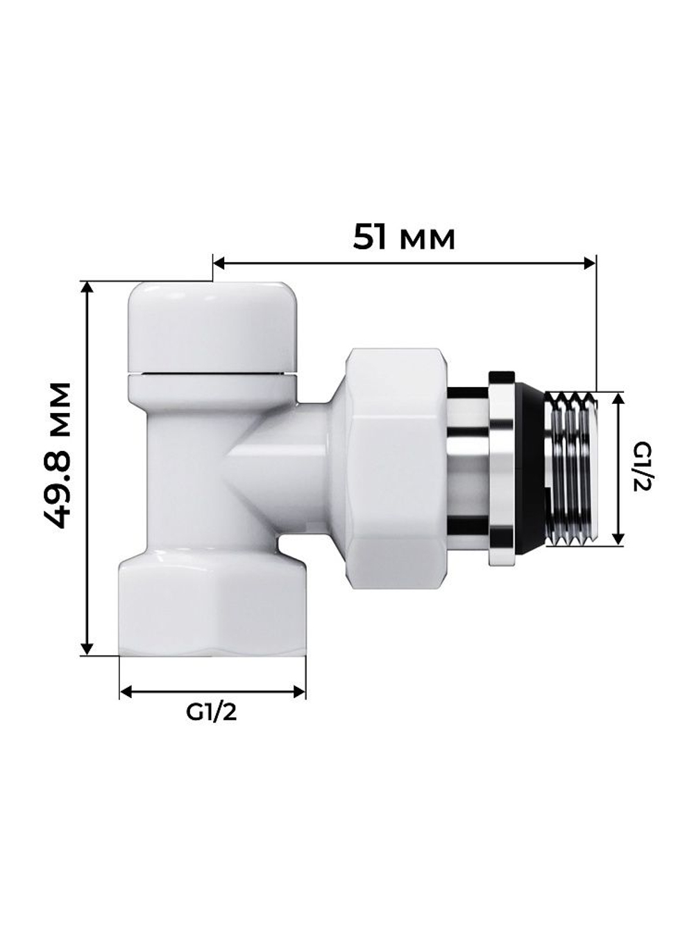 Набор термостатический для радиатора угловой Design 1/2" М30х1,5 Белый Royal Thermo