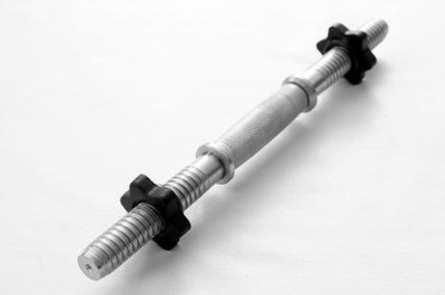 Гриф гантельный 30 мм длина 45 см 2,6 кг рифление, гайка, цвет хром