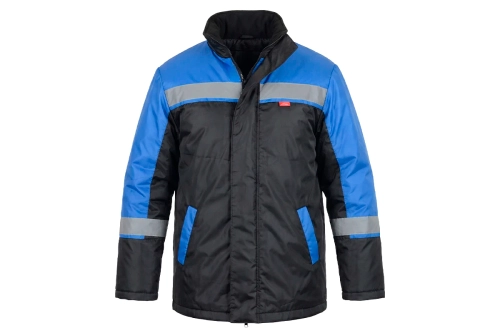 Куртка Спецмонтаж длинная черная/василек с СОП размер 120-124/182-188