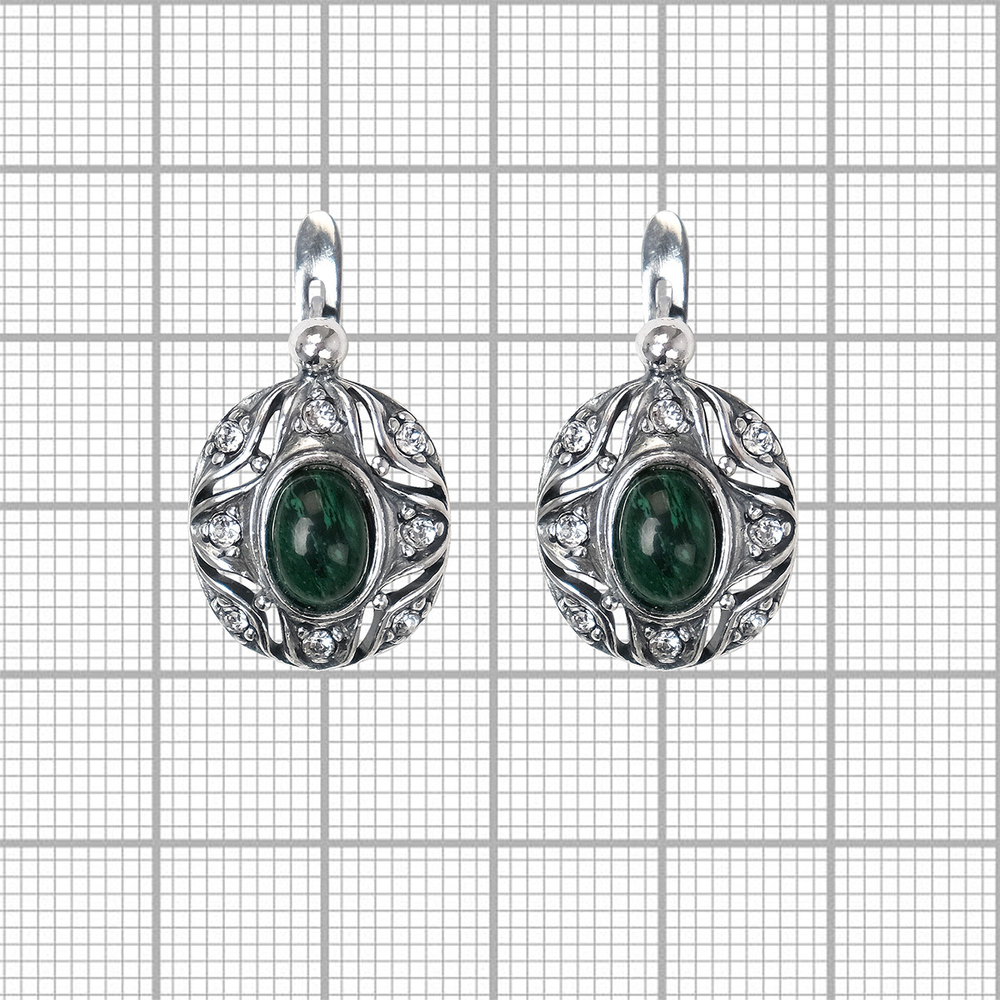 "Кавказ" серьги в серебряном покрытии из коллекции "Самоцветы" от Jenavi  с английским замком