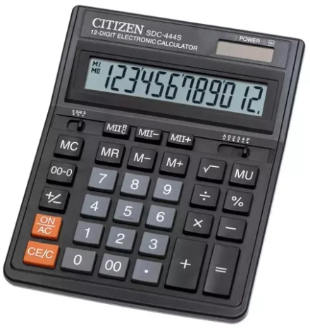Калькулятор бухгалтерский CITIZEN SDC-444S, черный