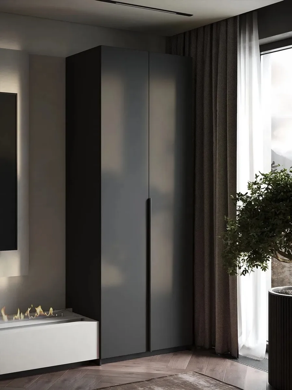 Шкаф Распашной Темно-серый 81х220x52,5 SOHO