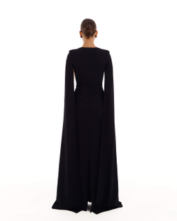 Платье-кейп Amani (Амани) выш. декольте черный