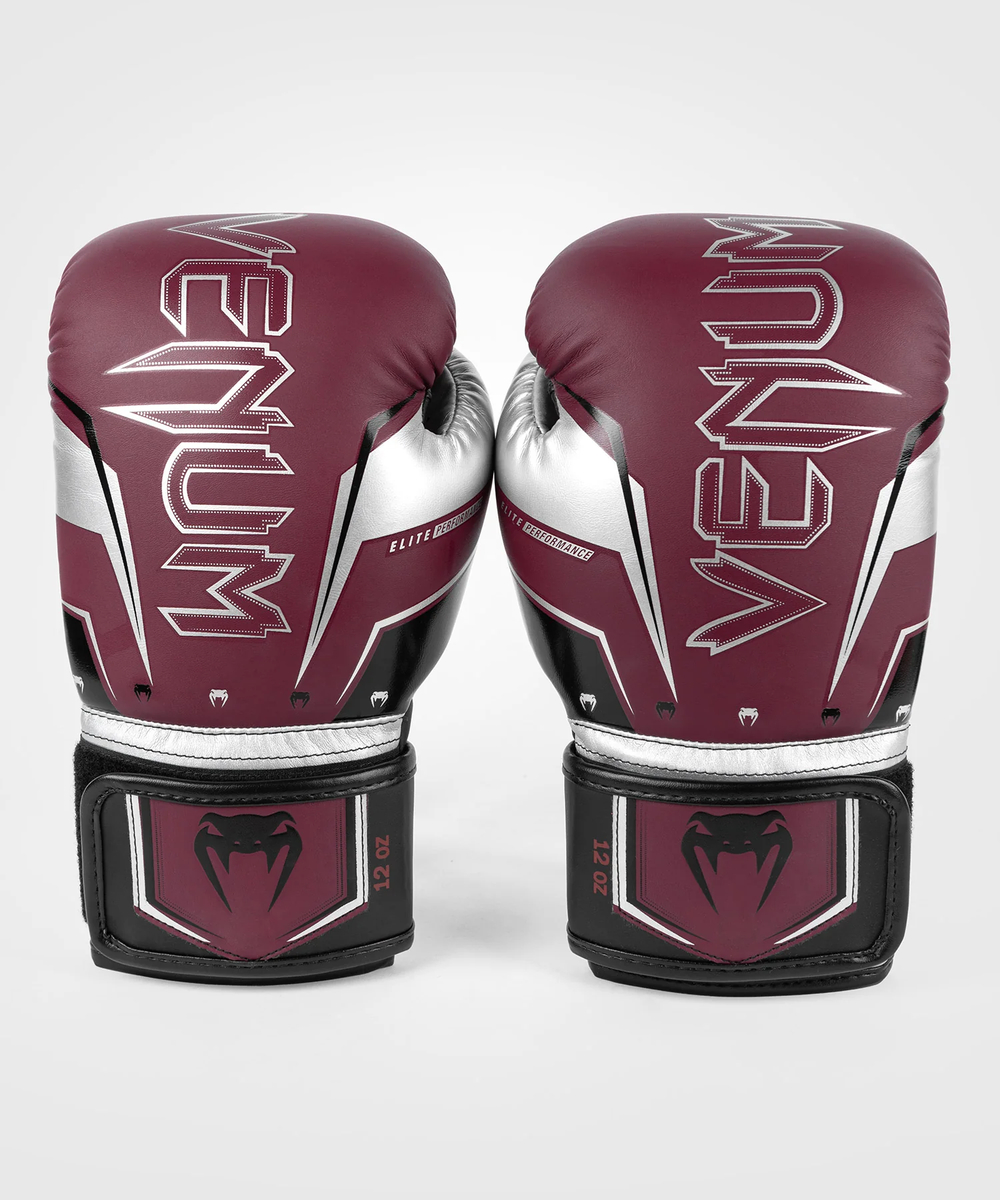 Перчатки боксерские Venum Elite Evo Burgundy/Silver