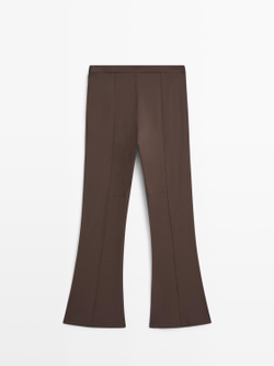 Massimo Dutti Расклешенные брюки с карманом, коричневый