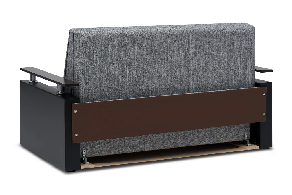 Диван-кровать Сантана, рогожка/экокожа, серый/чёрный, аккордеон