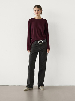 Massimo Dutti Лонгслив из 100% хлопка, бургундский