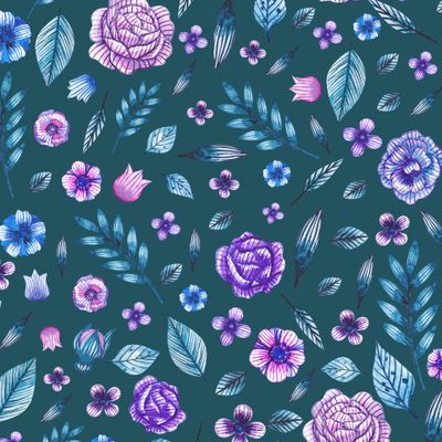 Милые акварельные цветы и листья