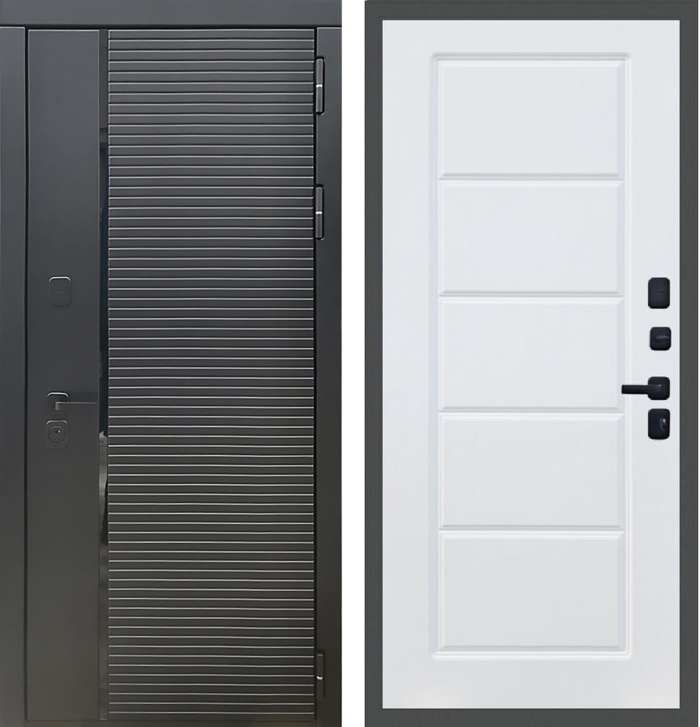 Входная металлическая дверь Рекс 30 Кварц черный / ФЛ-39 Силк сноу (белый матовый, без текстуры)