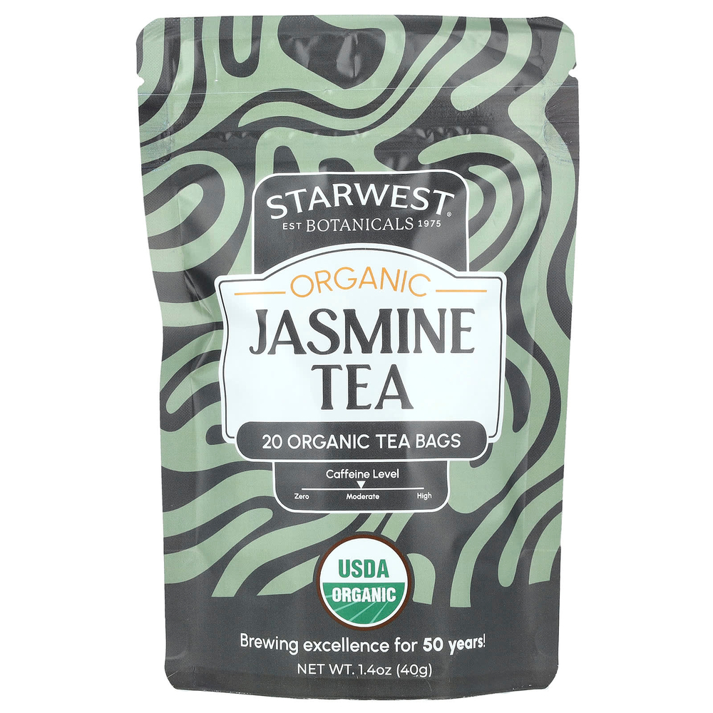 Starwest Botanicals, Органический жасминовый чай, 20 чайных пакетиков, 40 г (1,4 унции)