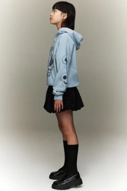 H&M Толстовка с капюшоном и принтом, светло-голубой