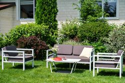 "Эстелья" лаунж-зона из алюминия со столиком из HPL 4-местная