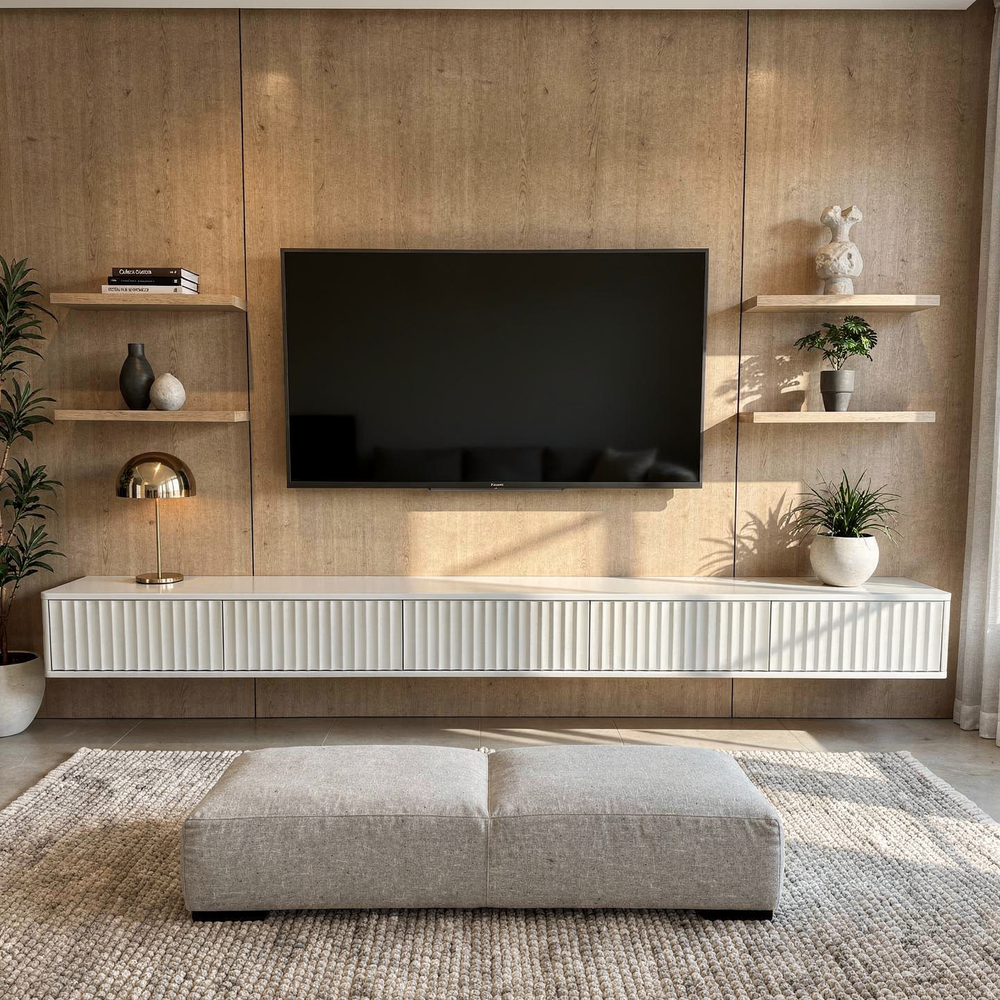 Подвесная тумба под телевизор ROYAL 5028 эко (Белый)