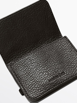 Massimo Dutti Кардхолдер из кожи наппа с клапаном, коричневый