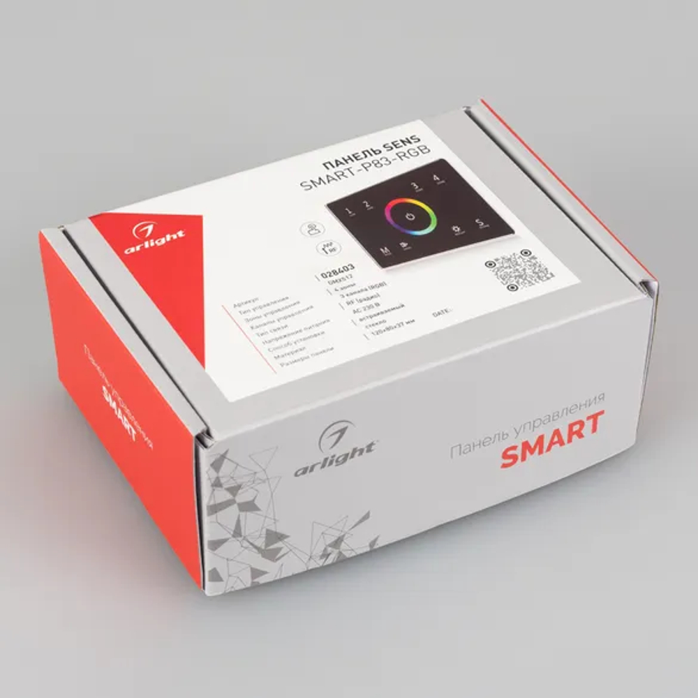 Панель Sens SMART-P83-RGB Black (230V, 4 зоны, 2.4G) (Arlight, IP20 Пластик, 5 лет) 028403