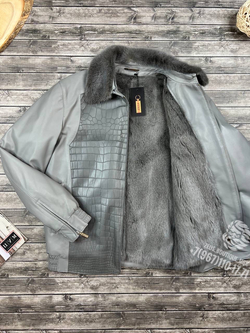 Меховая куртка со вставками кожи крокодила Zilli