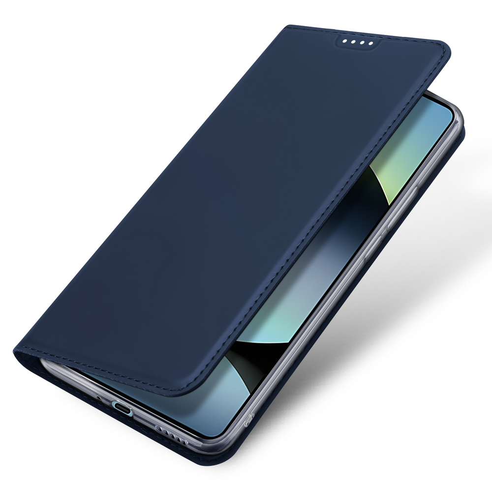 Чехол книжка из PU кожи синего цвета от Dux Ducis для Xiaomi Redmi Note 14S, серия Skin Pro Series Case