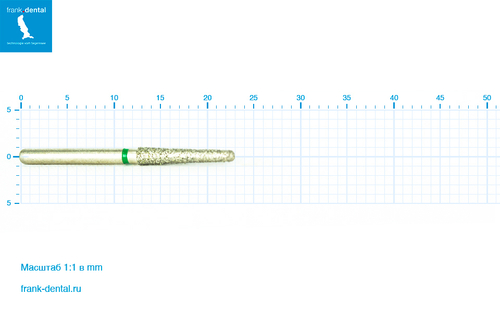 Бор алмазный зеленый  Frank Dental типа FG - D.850.016.G.FG