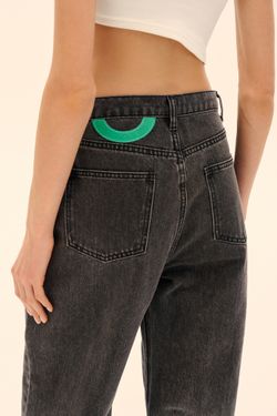 Широкие джинсы (Переход хода), серые