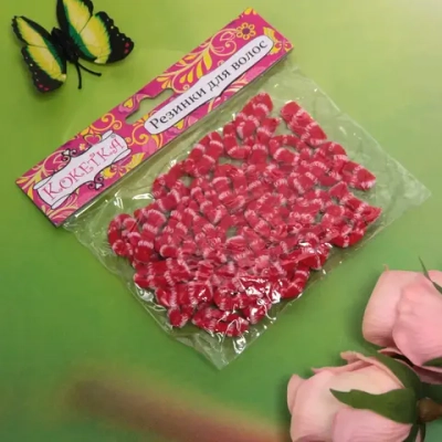 Резинки для волос 50шт «Кокетка - Лапушки», цвет красный, d-2см●