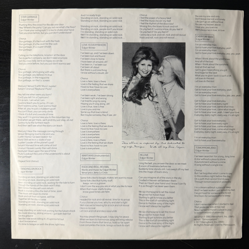 Edgar Winter ‎– Standing On Rock (Голландия 1981г.)