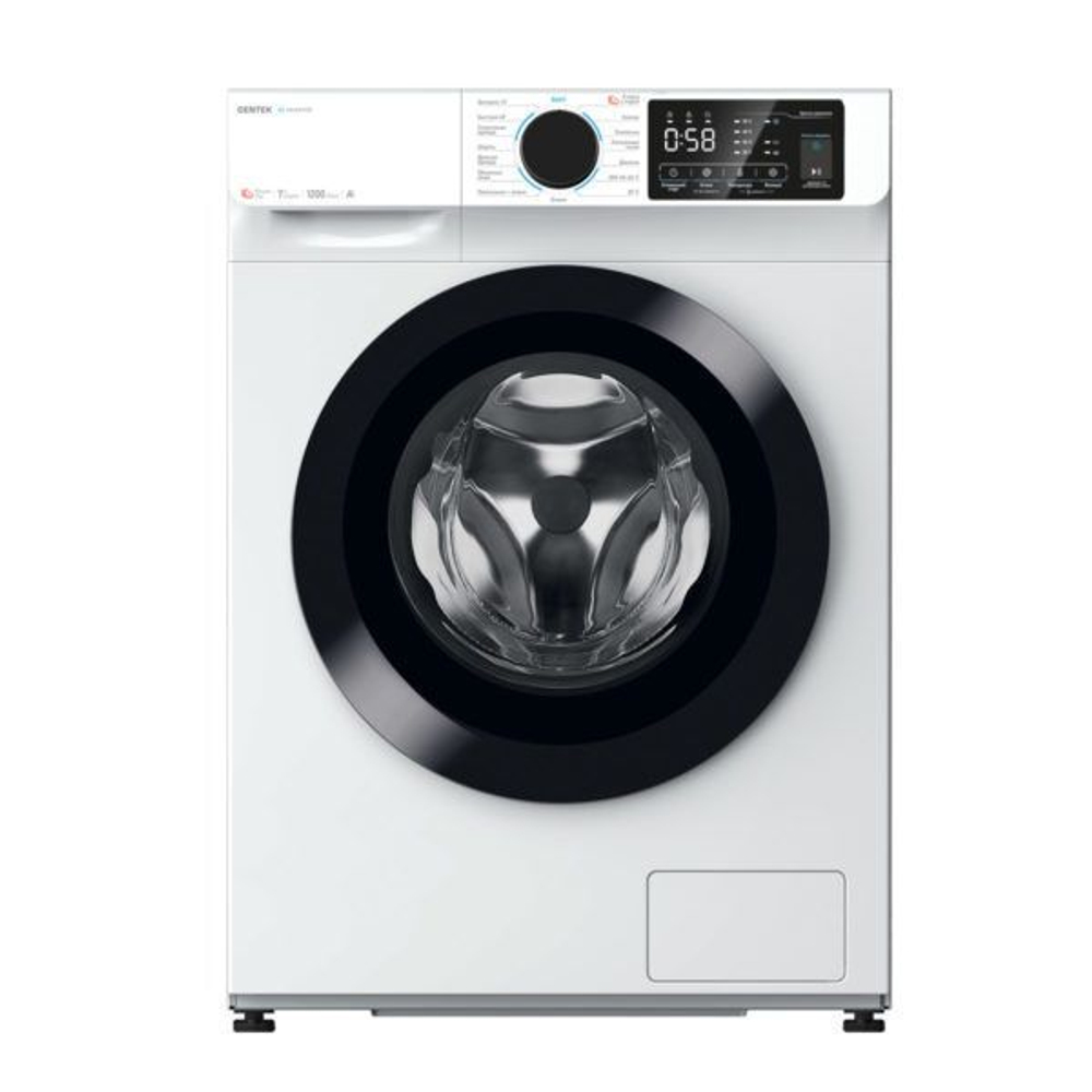 Стиральная машина Centek Inverter CT-1921 (белая), сенсорное управление, загрузка белья 7 кг, 1200 об/мин, 15 программ, А+++, функция пар