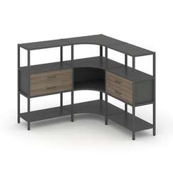 Shelf System Трехсекционный угловой стеллаж трехярусный с ящиками SN.STMU-331 Антрацит/Вяз Благородн