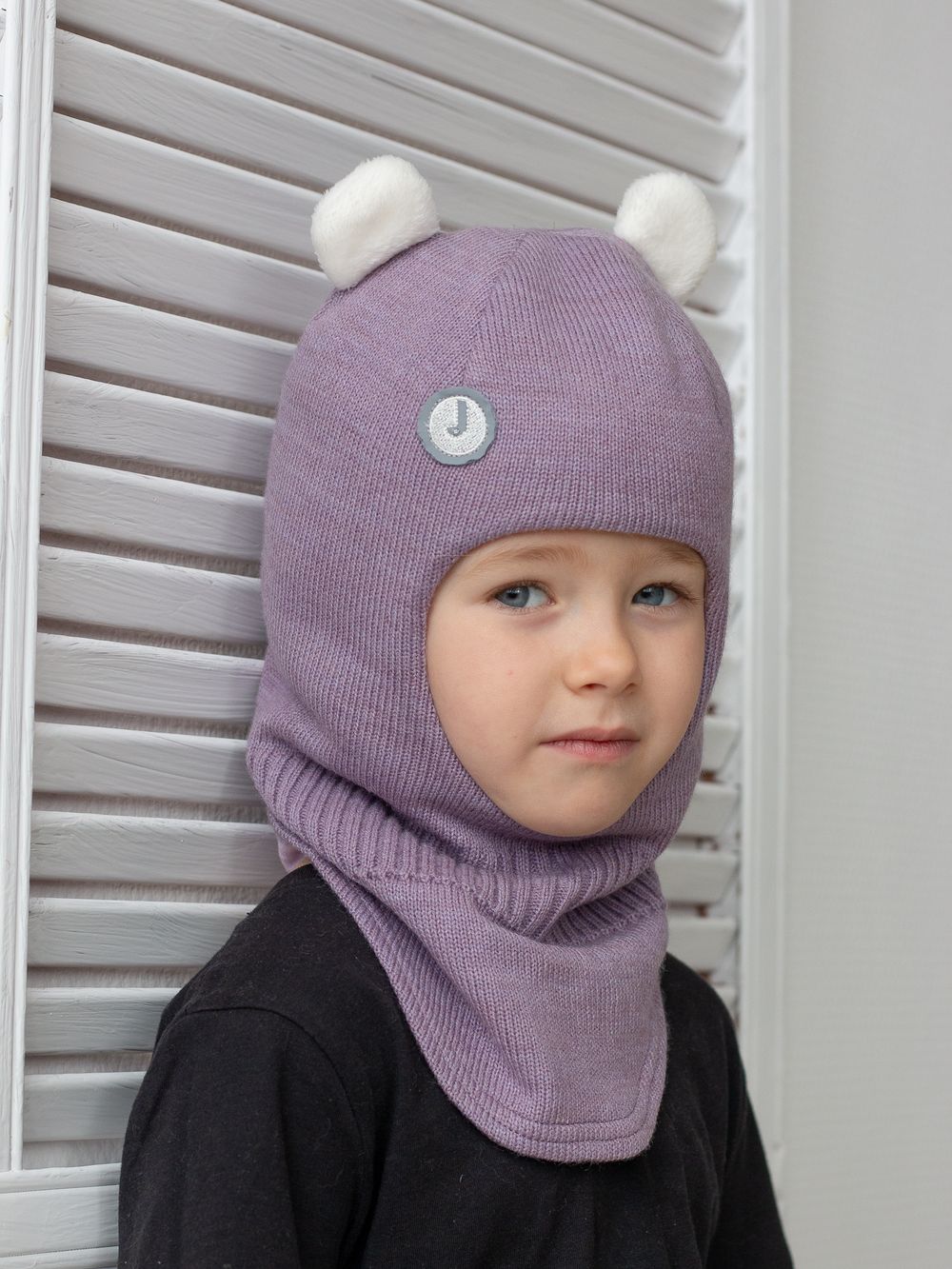 Шлем зимний вязаный (Пыльная сирень) МИО*