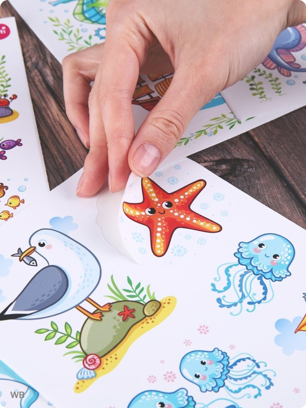 Детские влагостойкие интерьерные наклейки на стену в ванную комнату, наклейка декоративная на плитку ребята и морские жители