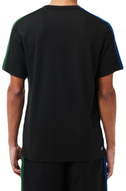Мужская теннисная футболка Lacoste Ultra-Dry Printed Colour-Block Tennis T-Shirt - black/blue/green