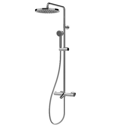 Bossini Elios  душевая система: смеситель термостат с изливом, стойка с верхним поворотным душем Ø 250 мм, с ручным душем, цвет хром