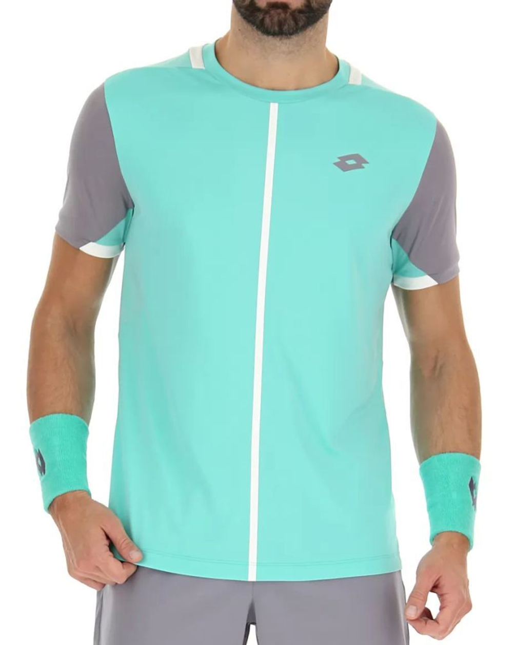 Мужская теннисная футболка Lotto Top IV Tee - green 929c/quicksilver