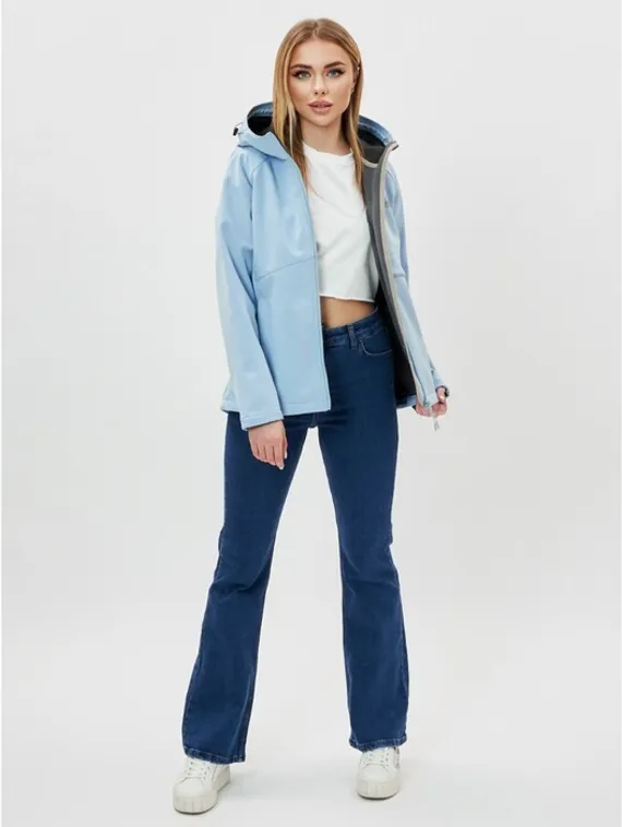 Ветровка женская softshell голубого цвета, размер 48