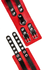 Красно-черные мягкие оковы с двумя ремешками с люверсами