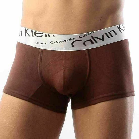 Мужские трусы боксеры коричневые с косой резинкой Calvin Klein Steel Boxer Italics Brown